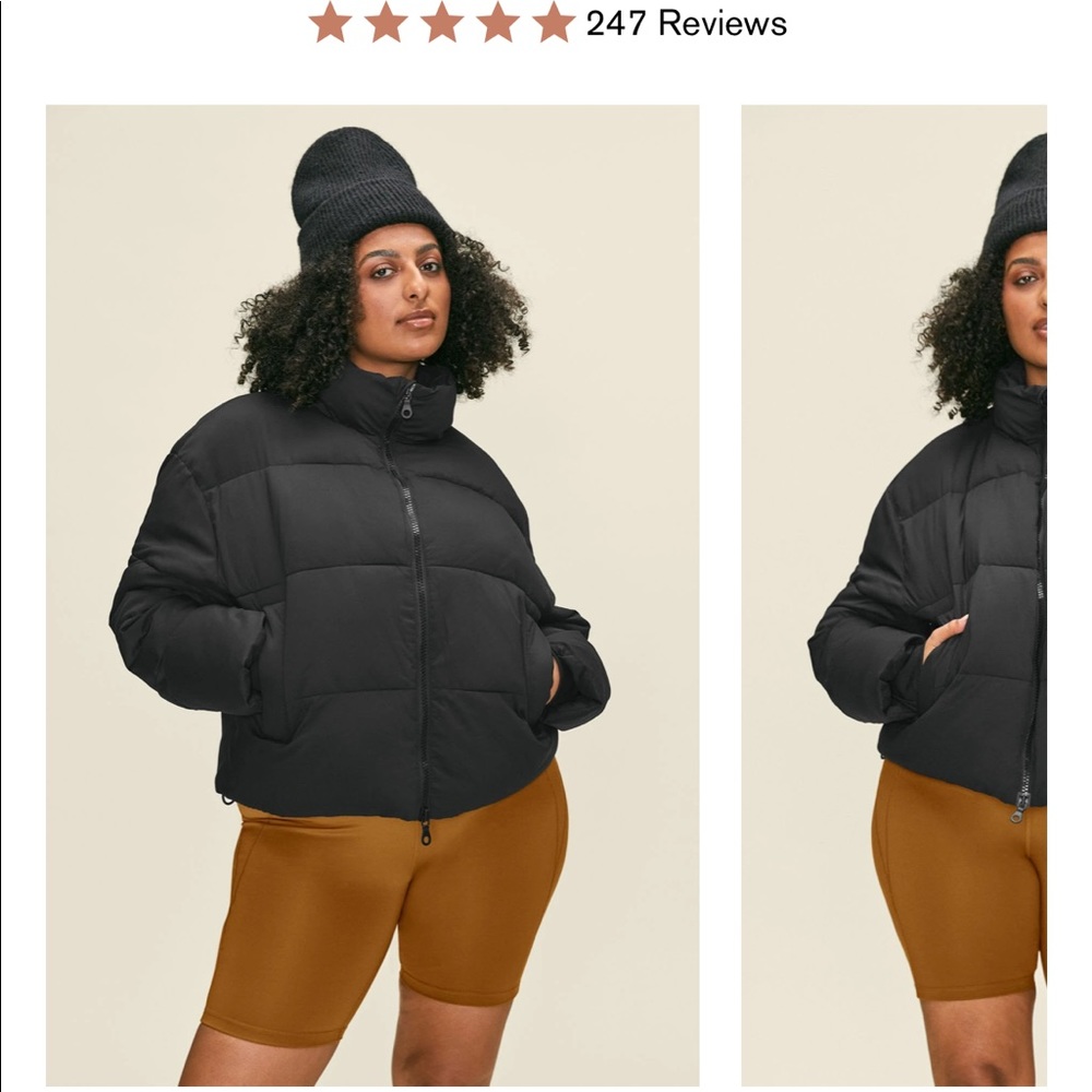 NWT Girlfriend collective cropped puffer jacket